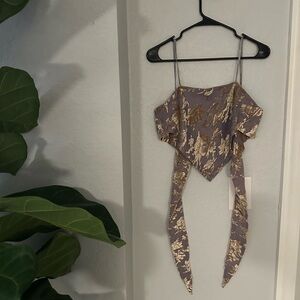 Grey and Gold Women's Crop Top